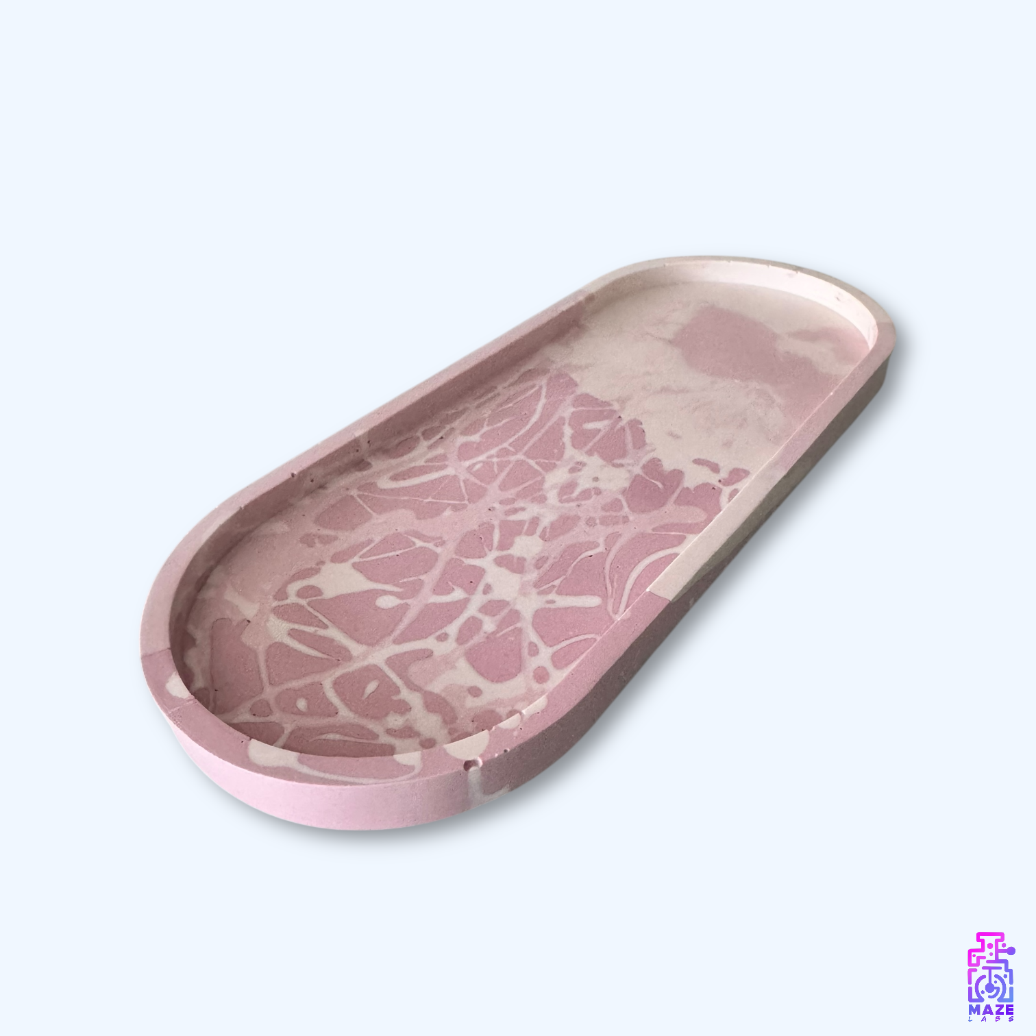 Side view of the OVO large oval tray in jesmonite, showcasing its smooth, modern design.
